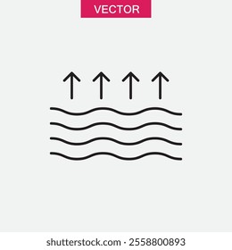 Evaporation icon vector, vector flat black linear illustration for web and app..eps