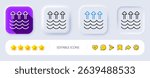Evaporation line icon. Neumorphic, Flat shadow, 3d buttons. Global warming sign. Waves symbol. Line evaporation icon. Social media icons. Vector