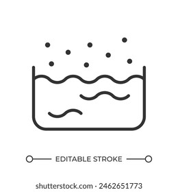 Evaporation linear icon. Rainwater reservoir. Water condensation and distillation process. Drain system. Thin line illustration. Contour symbol. Vector outline drawing. Editable stroke