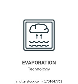 Evaporation outline vector icon. Thin line black evaporation icon, flat vector simple element illustration from editable technology concept isolated stroke on white background