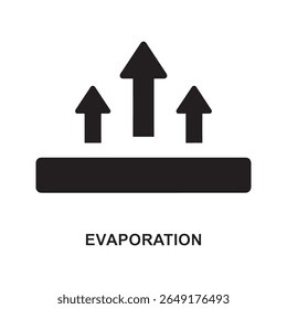 Evaporation process diagram with upward arrows from a water surface representing the science of liquid turning into vapor or gas vector solid glyph icon