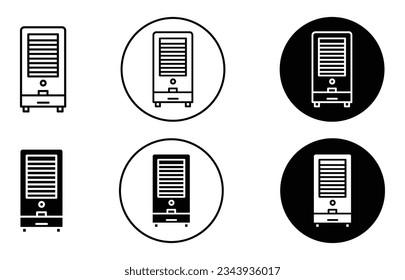 Evaporative cooler icon set. black cooling machine vector symbol.