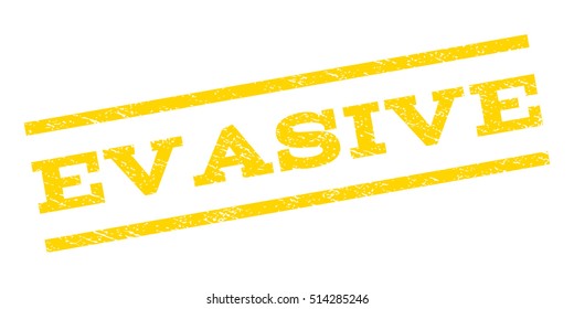 Evasive watermark stamp. Text tag between parallel lines with grunge design style. Rubber seal stamp with scratched texture. Vector yellow color ink imprint on a white background.