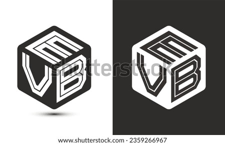 EVB letter logo design with illustrator cube logo, vector logo modern alphabet font overlap style. Premium Business logo icon. White color on black background
