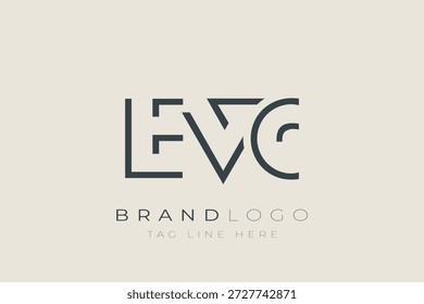 Projeto de logotipo de letra abstrata EVC. Design de logotipo comercial moderno com tipografia abstrata e estilo contemporâneo