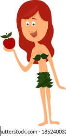 Eve with apple, illustration, vector on white background