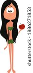 Eve with apple ,illustration,vector on white background
