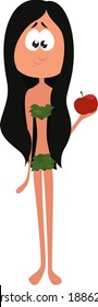 Eve with apple ,illustration,vector on white background