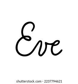 Eve Monoline Lettering. Vector Illustration of Calligraphy Line Isolated over White Text.