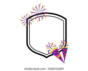 Eve New Year Fireworks Trumpet Frame Background