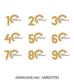 Even Number Year Anniversary Set Celebration Vector Template Design Illustration