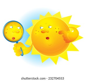 Even the sun has spots. Sun looking in the mirror on its spots