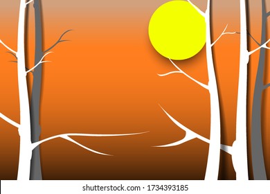 Evening atmosphere in the forest, forest, moon