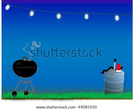 Evening barbeque with keg