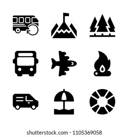 evening, beach, white and mountain rocks icons in Travel vector set. Graphics for web and design