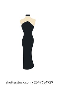 vestido preto da noite no manequim, ilustração vetorial