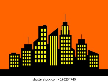 Evening city icon 