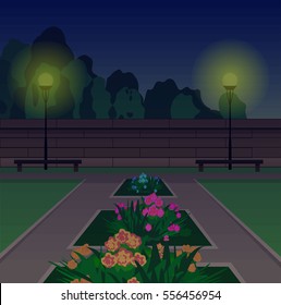 evening city park alley background