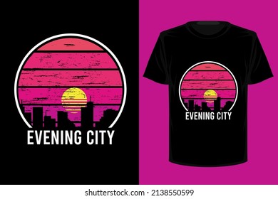 Evening city retro vintage t shirt design