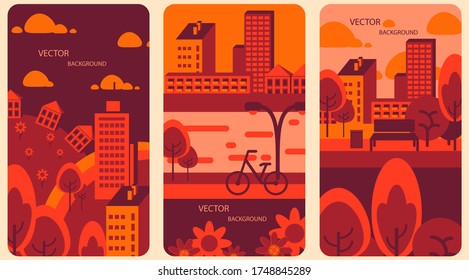 Ciudad nocturna. Conjunto de 3 fondos vectoriales