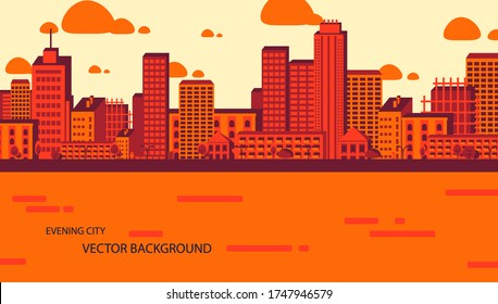 Evening city. Vector colorful background.