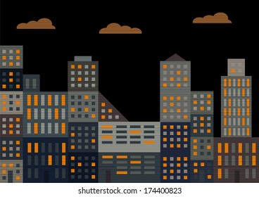 Evening city. Vector illustration
