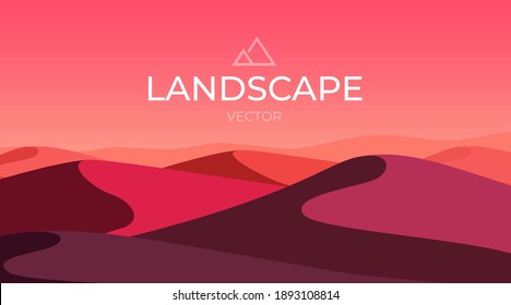 Evening Desert landscape. Sand dunes. Nature background. Vector illustration svg