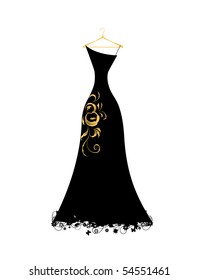 Evening dress black on hangers