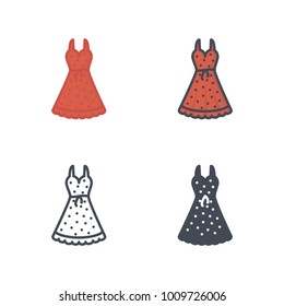 Evening dress flat colored line silhouette