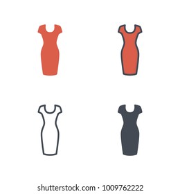 Evening dress flat colored line silhouette icon