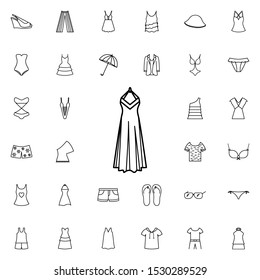 Evening dress icon. Universal set of summer clothes for website design and development, app development