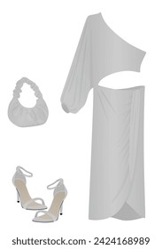 Conjunto de vestido de noche. ilustración vectorial