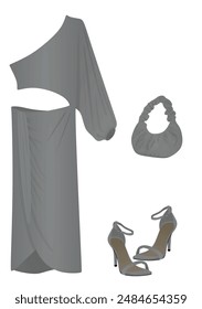 Evening dress set. vector illustration