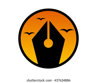 evening fountain pen stationery quill ink script image vector icon