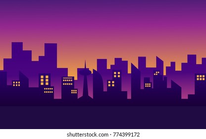 evening glow at the city