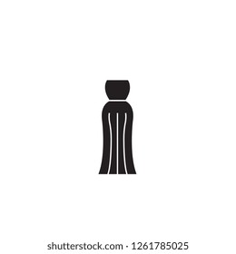 Evening gown black vector concept icon. Evening gown flat illustration, sign
