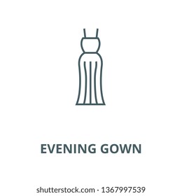 Evening gown line icon, vector. Evening gown outline sign, concept symbol, flat illustration