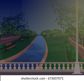 evening green park zone for relaxation