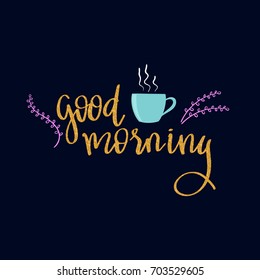 Evening greeting. Lettering words. Vector doodle illustration.