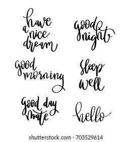 Evening greeting. Lettering words. Vector doodle illustration.