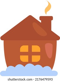 Evening house, illustration, vector on a white background.