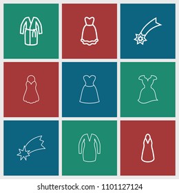Evening icon. collection of 9 evening outline icons such as dress. editable evening icons for web and mobile.