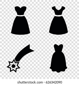 Evening icons set. set of 4 evening filled icons such as dress