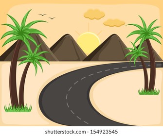 evening landscape - Cartoon Background Vector