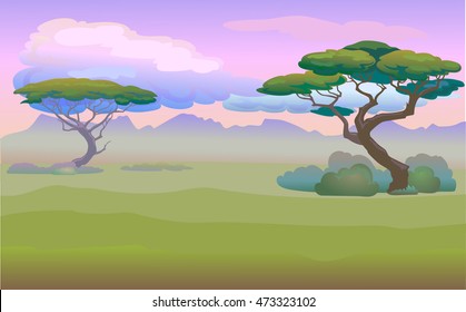 evening landscape with the savannah