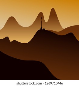 evening mood with a mountain station