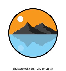 Ícone Evening Mountain Landscape, ilustração vetorial, estilo preenchido, melhor usado para web