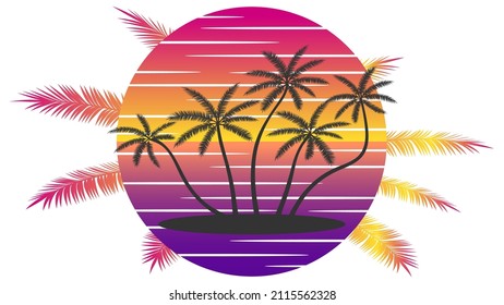 Evening Palm beach, sun and sea