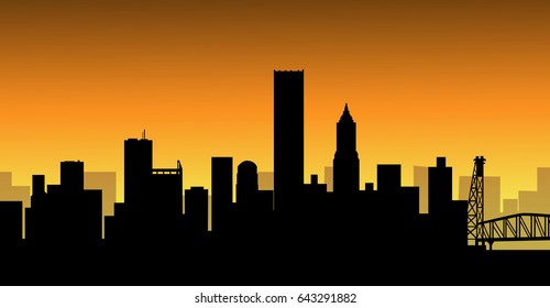 Evening Portland Skyline - Vector