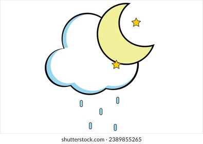 evening rainy icon,Day and Night,Weather forecast symbols ,Rain cloud and sunshine flat emblems. Sunrise and nighttime round pictograms. Day time and night time white background